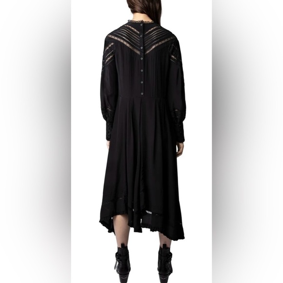 NWT Zadig & Voltaire Roxy Silk Dress M Black Lace - Picture 6 of 13